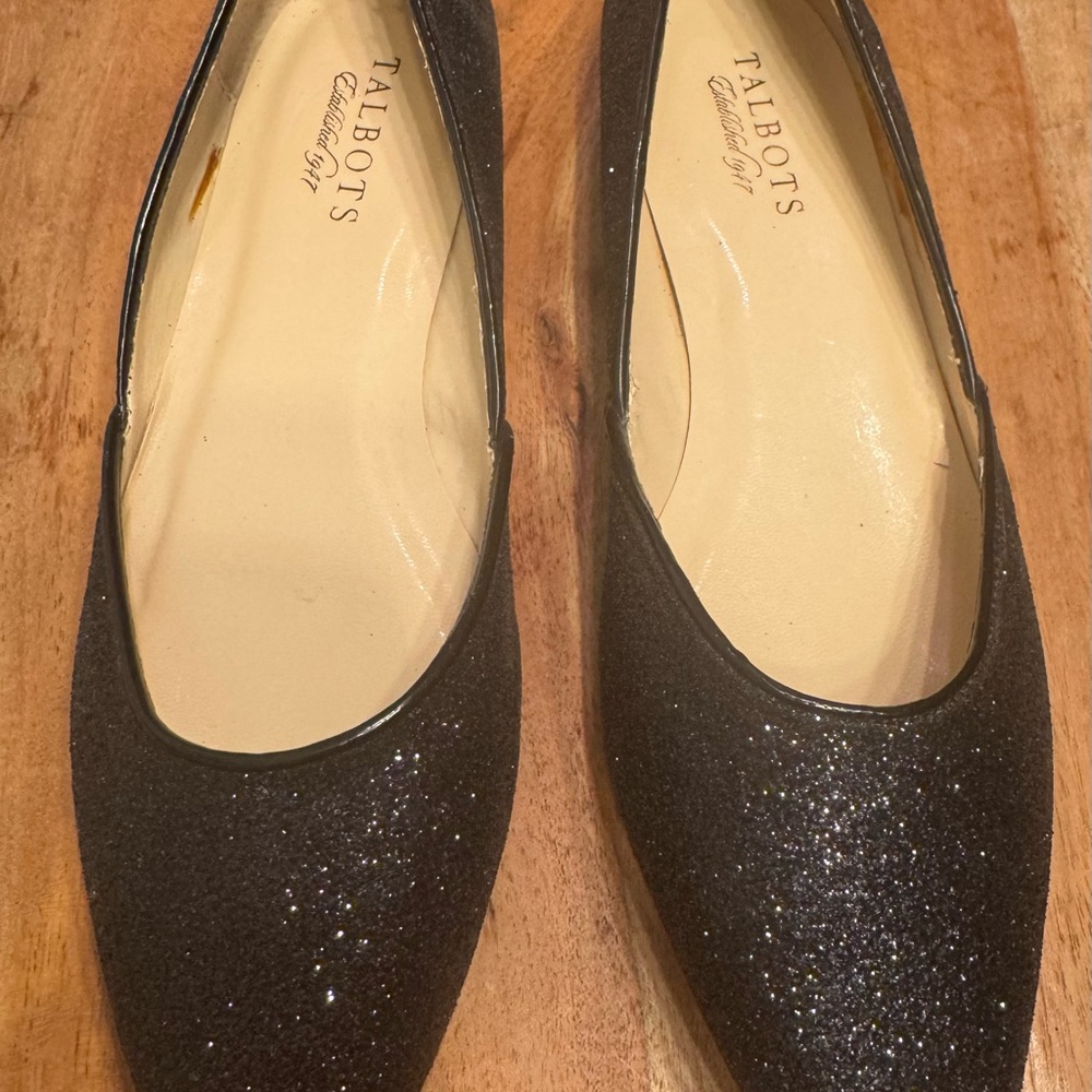 New Talbots Black Sparkle Flats Size 7.5 - Picture 4 of 8